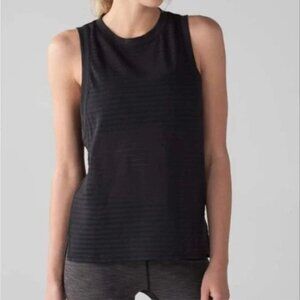 Lululemon Womens |6| Uncovered Muscle Tank In Black Sheer Stripe